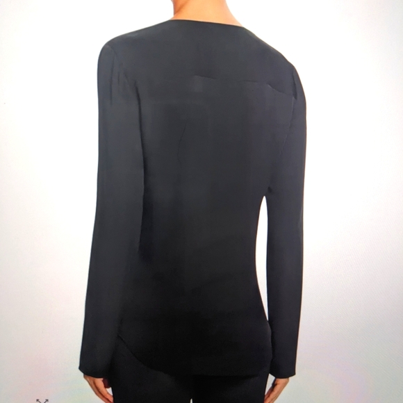 THEORY Jastrid 100% Silk Ruffle Front Blouse - Picture 2 of 11